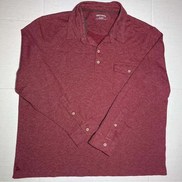 UNTUCKit Men's Matthieu Long Sleeve Polo Shirt Berry Size 2XL casual office - Picture 3 of 10